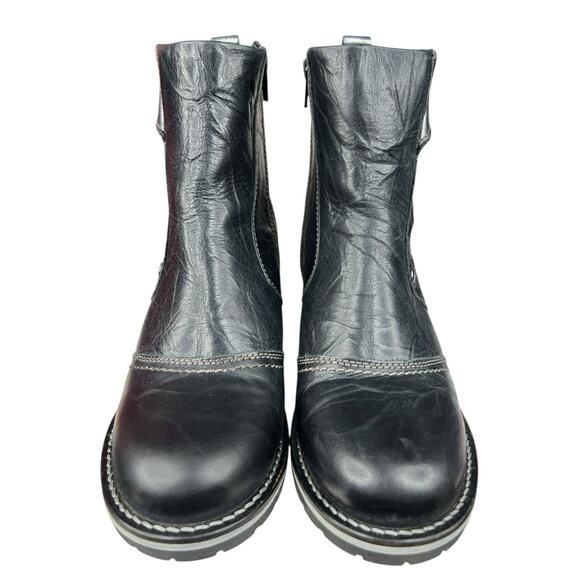 Dromedaris Women’s Karrisa Black Leather Side Zip Ankle Boot Size 39 US 7 - Picture 7 of 11